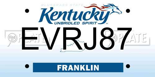 EVRJ87 Kentucky License Plate