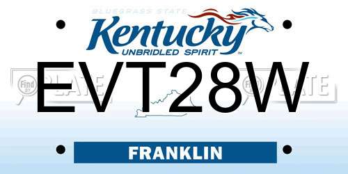 EVT28W Kentucky License Plate