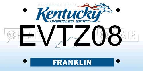 EVTZ08 Kentucky License Plate