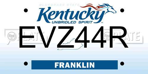 EVZ44R Kentucky License Plate