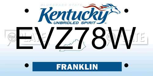 EVZ78W Kentucky License Plate