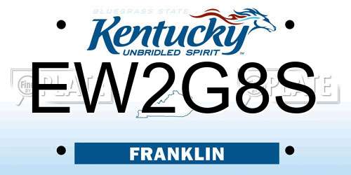 EW2G8S Kentucky License Plate