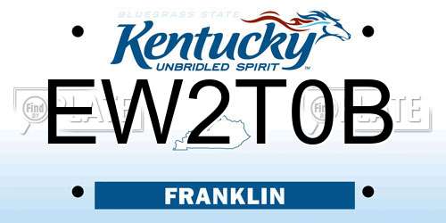 EW2T0B Kentucky License Plate