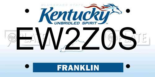 EW2Z0S Kentucky License Plate
