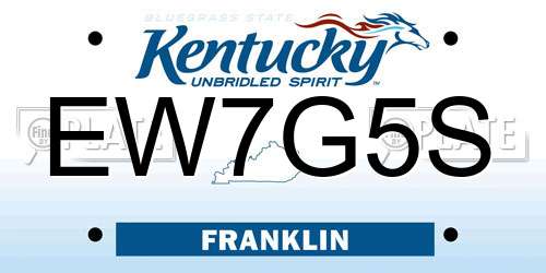 EW7G5S Kentucky License Plate