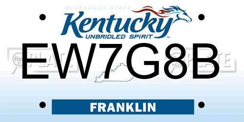EW7G8B Kentucky License Plate
