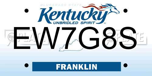 EW7G8S Kentucky License Plate