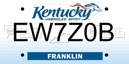 EW7Z0B Kentucky License Plate