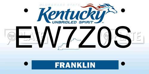 EW7Z0S Kentucky License Plate