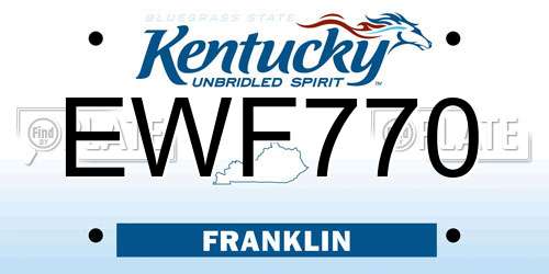 EWF770 Kentucky License Plate