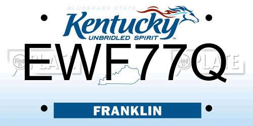 EWF77Q Kentucky License Plate