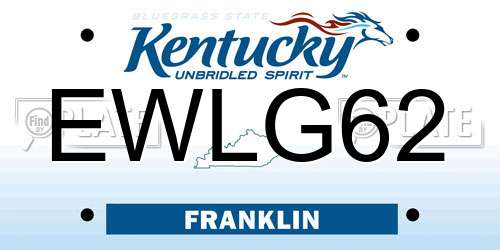 EWLG62 Kentucky License Plate
