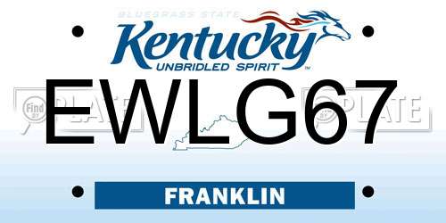EWLG67 Kentucky License Plate