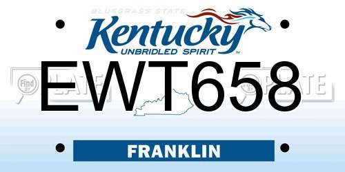 EWT658 Kentucky License Plate