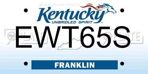 EWT65S Kentucky License Plate