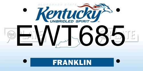 EWT685 Kentucky License Plate