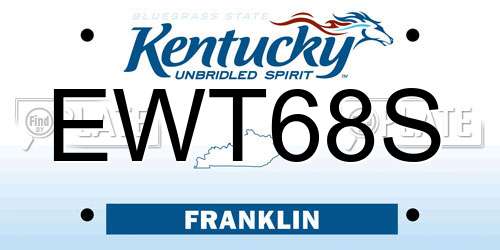 EWT68S Kentucky License Plate