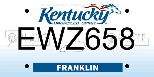 EWZ658 Kentucky License Plate