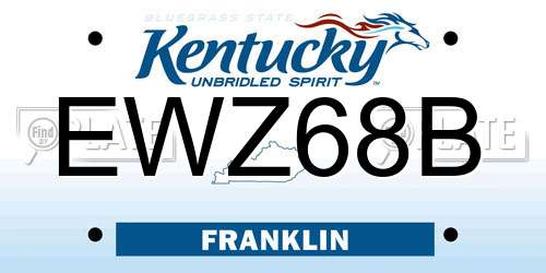 EWZ68B Kentucky License Plate