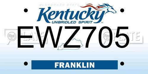 EWZ705 Kentucky License Plate