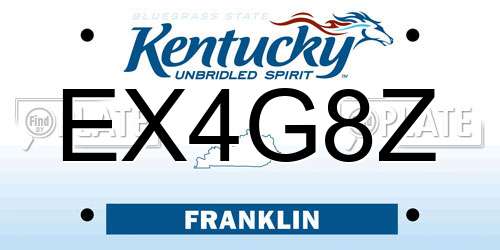 EX4G8Z Kentucky License Plate