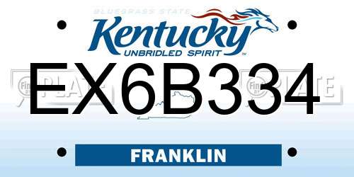 EX6B334 Kentucky License Plate