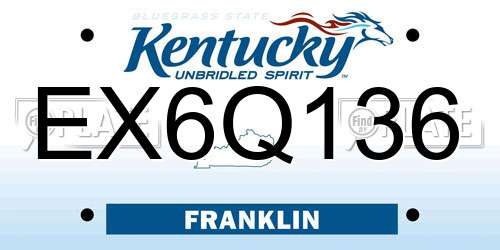 EX6Q136 Kentucky License Plate