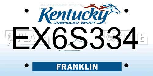 EX6S334 Kentucky License Plate