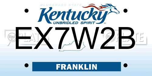 EX7W2B Kentucky License Plate