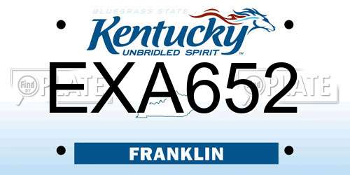 EXA652 Kentucky License Plate