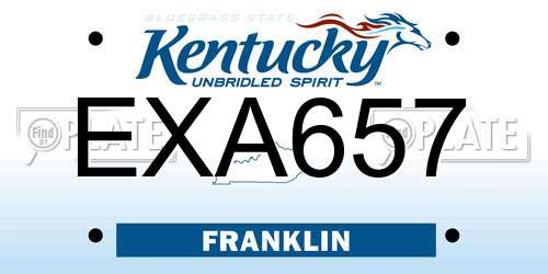 EXA657 Kentucky License Plate