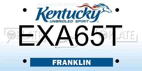 EXA65T Kentucky License Plate