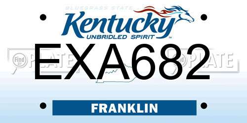 EXA682 Kentucky License Plate