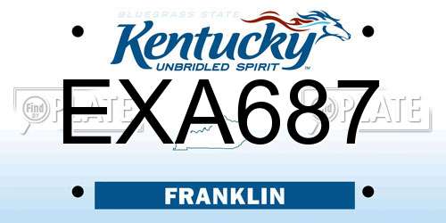 EXA687 Kentucky License Plate