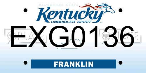 EXG0136 Kentucky License Plate