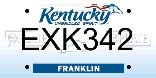 EXK342 Kentucky License Plate