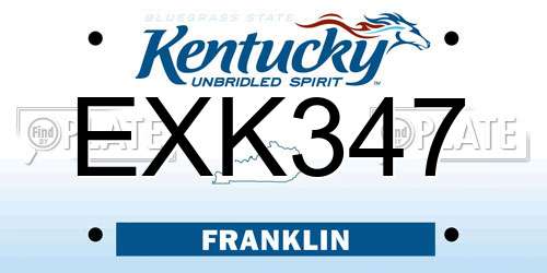 EXK347 Kentucky License Plate