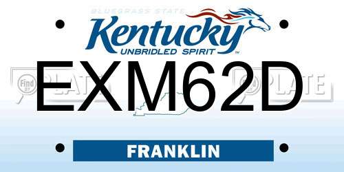 EXM62D Kentucky License Plate
