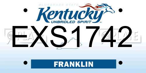 EXS1742 Kentucky License Plate