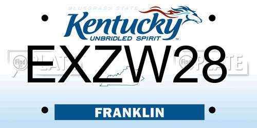 EXZW28 Kentucky License Plate