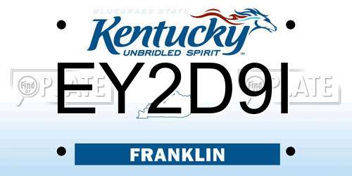 EY2D9I Kentucky License Plate
