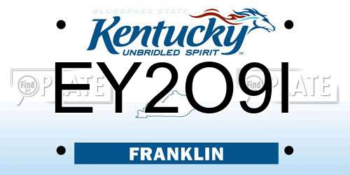 EY2O9I Kentucky License Plate