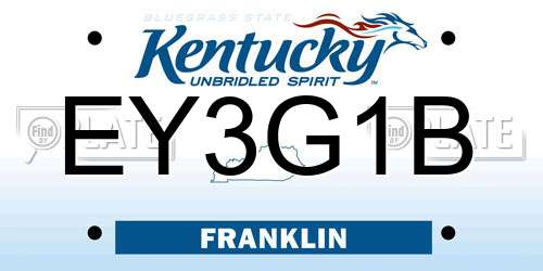 EY3G1B Kentucky License Plate
