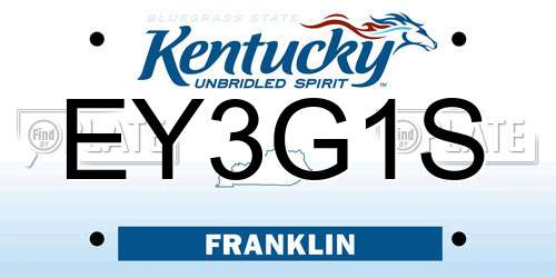 EY3G1S Kentucky License Plate