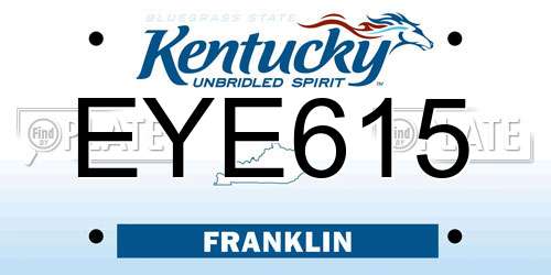 EYE615 Kentucky License Plate