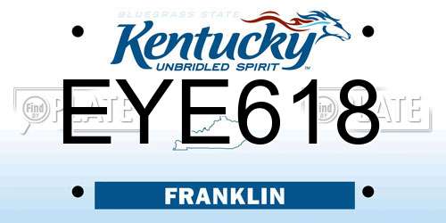 EYE618 Kentucky License Plate