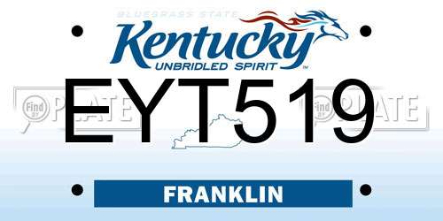 EYT519 Kentucky License Plate