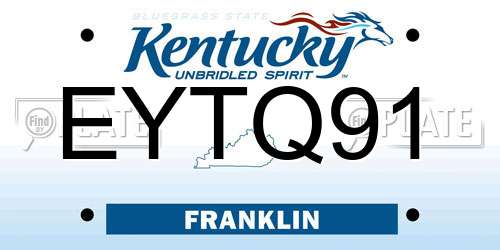 EYTQ91 Kentucky License Plate