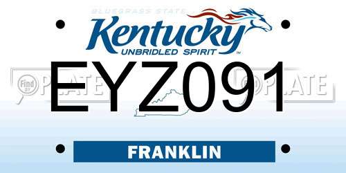 EYZ091 Kentucky License Plate