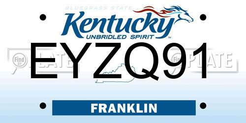 EYZQ91 Kentucky License Plate